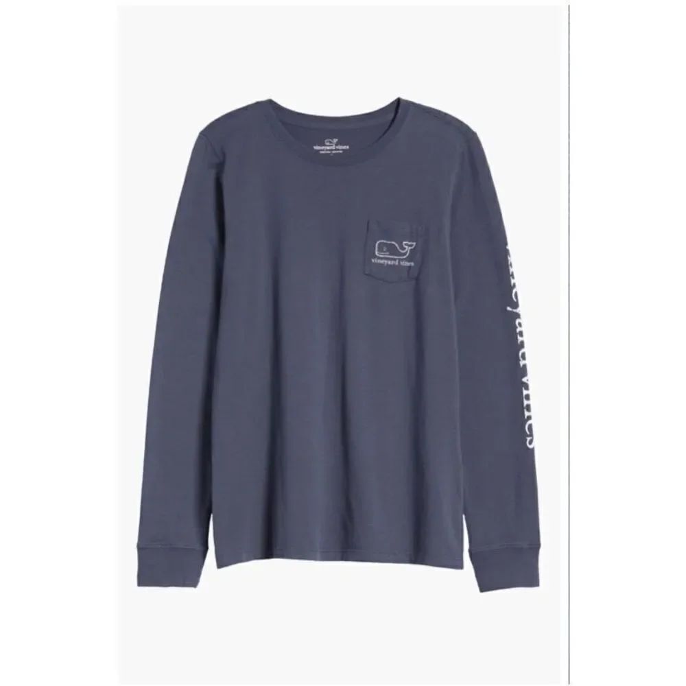 Vineyard Vines Blue Blazer Whale Long Sleeve Pocket Graphic Tee Medium 12/14